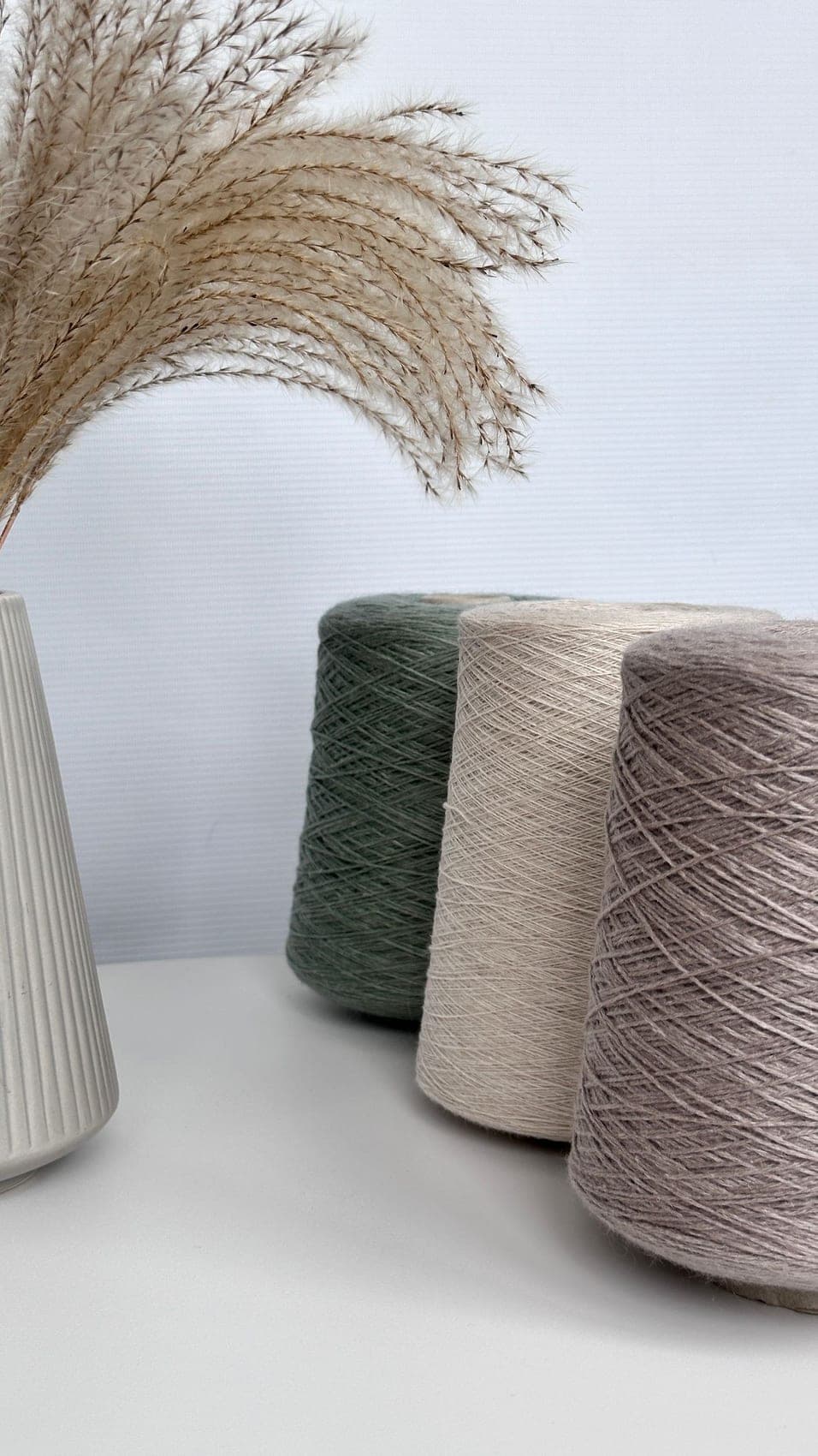 Soft cotton yarn cones in natural light