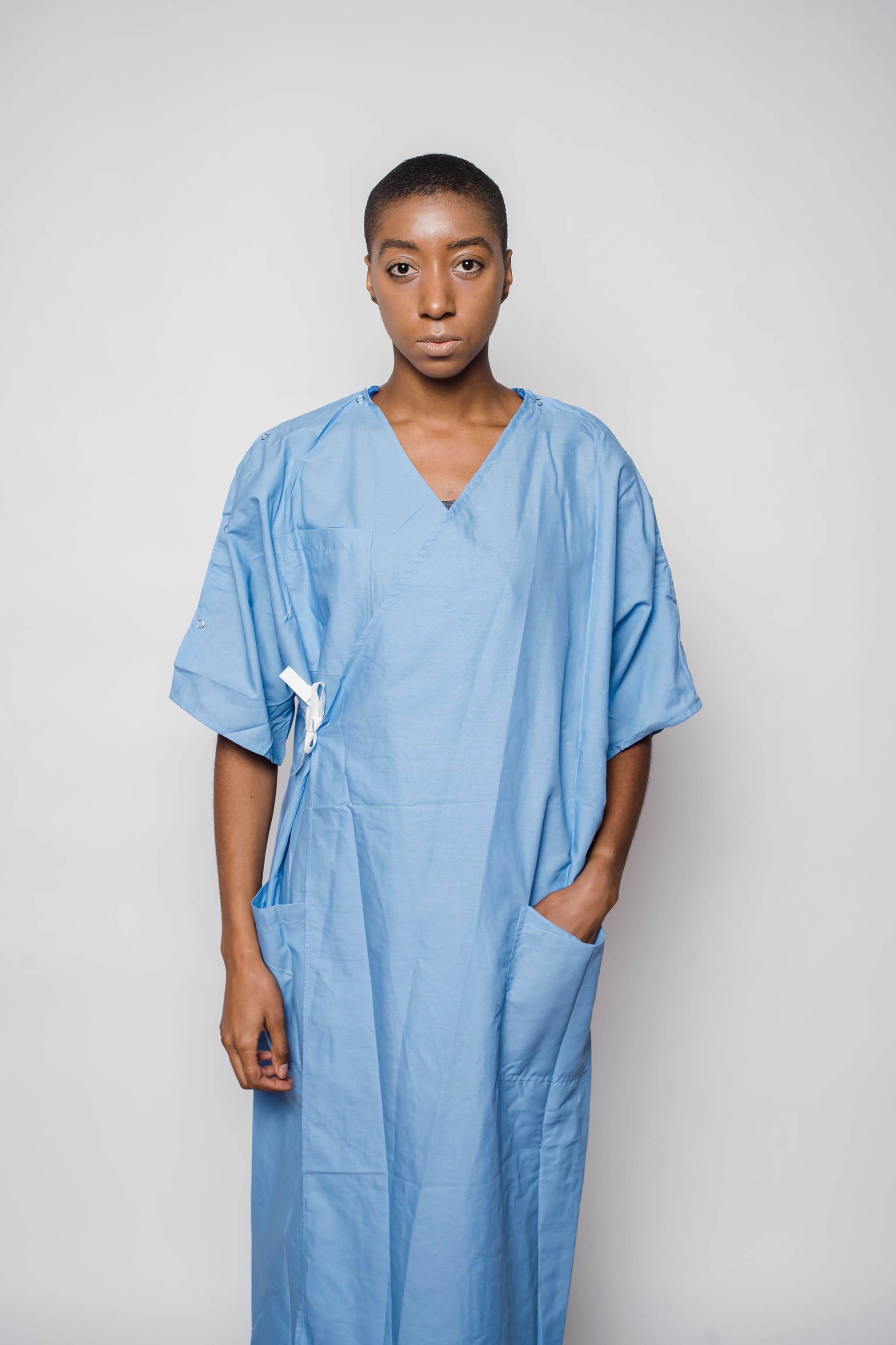 Patient gown detail in a care setting
