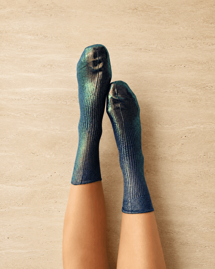 Blue silk socks