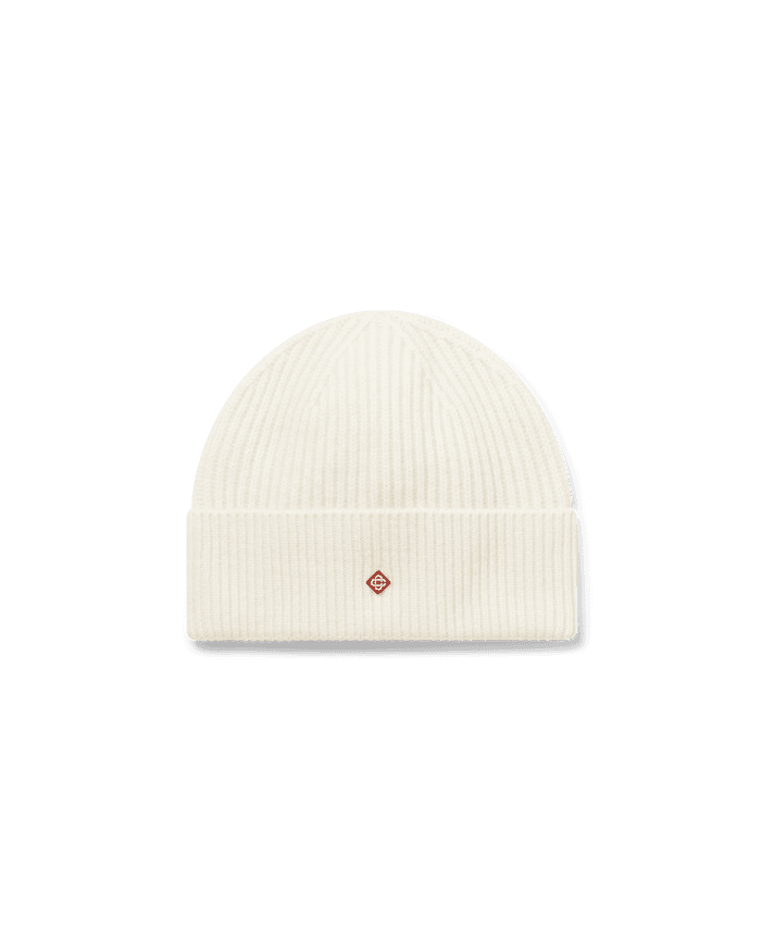 Cream wool rib beanie