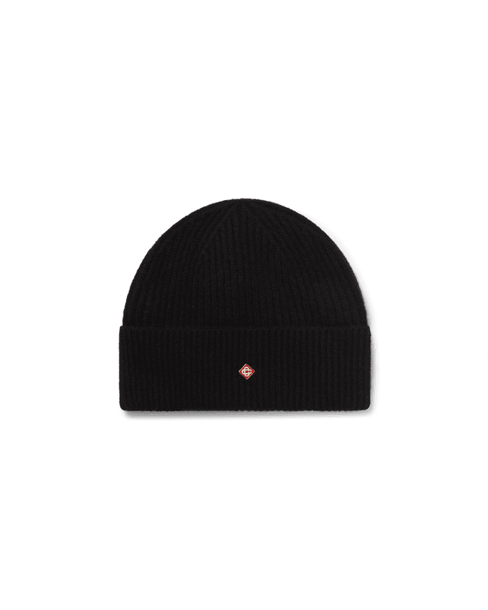 Black wool rib beanie