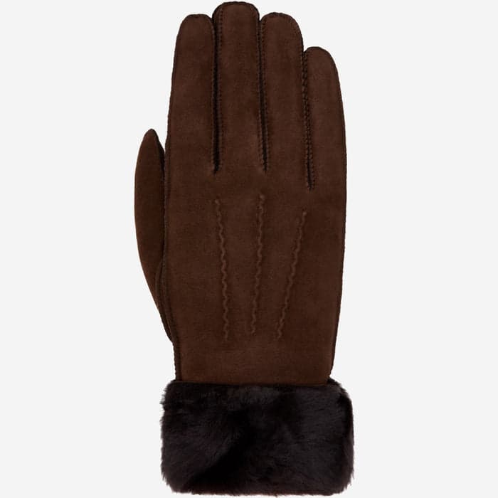 Tan suede shearling mittens