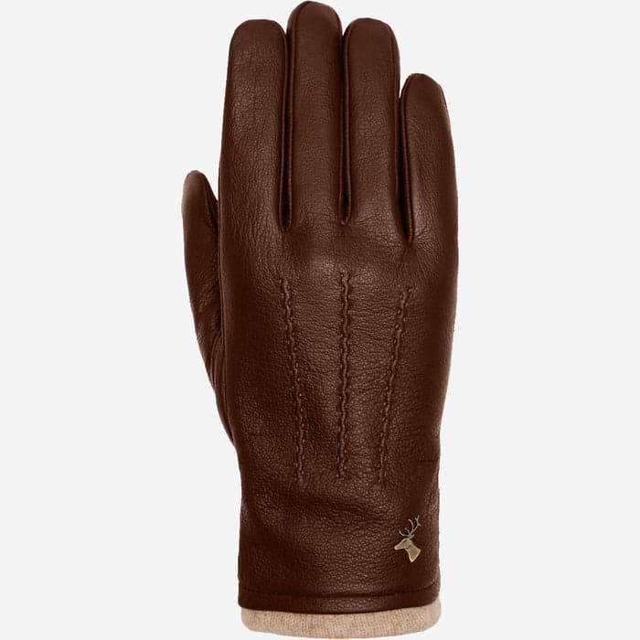 Brown suede shearling gloves