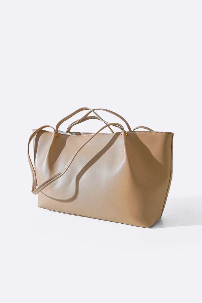 Cream leather tote bag