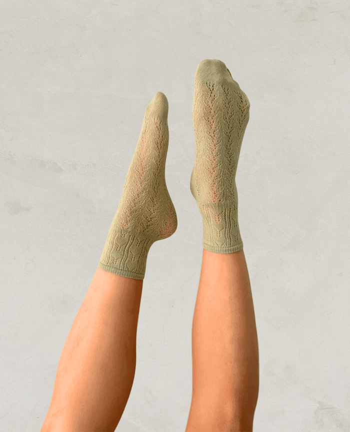 Mint crochet ankle socks