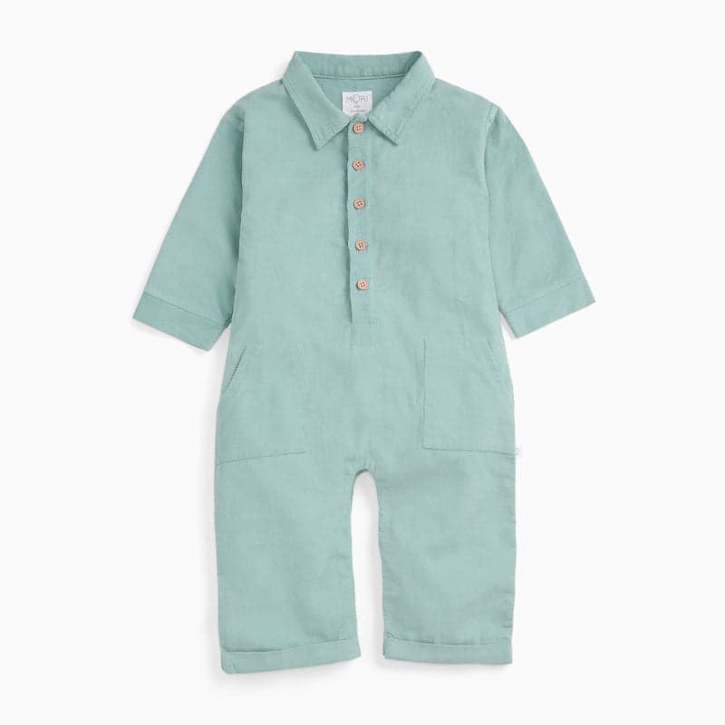 A sage soft corduroy baby jumpsuit