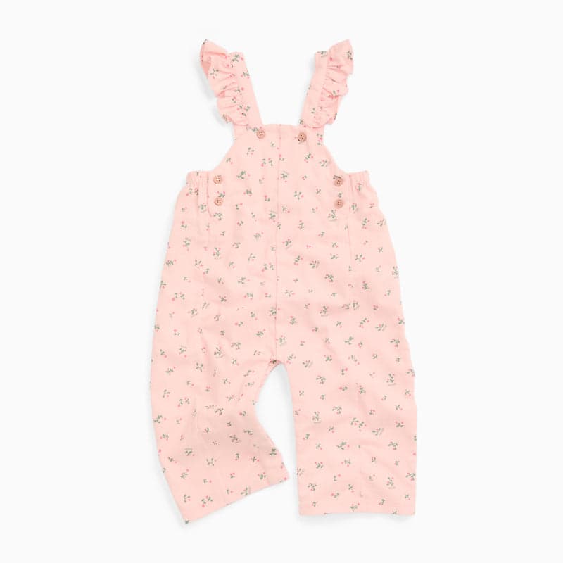 Blush floral corduroy baby dungarees