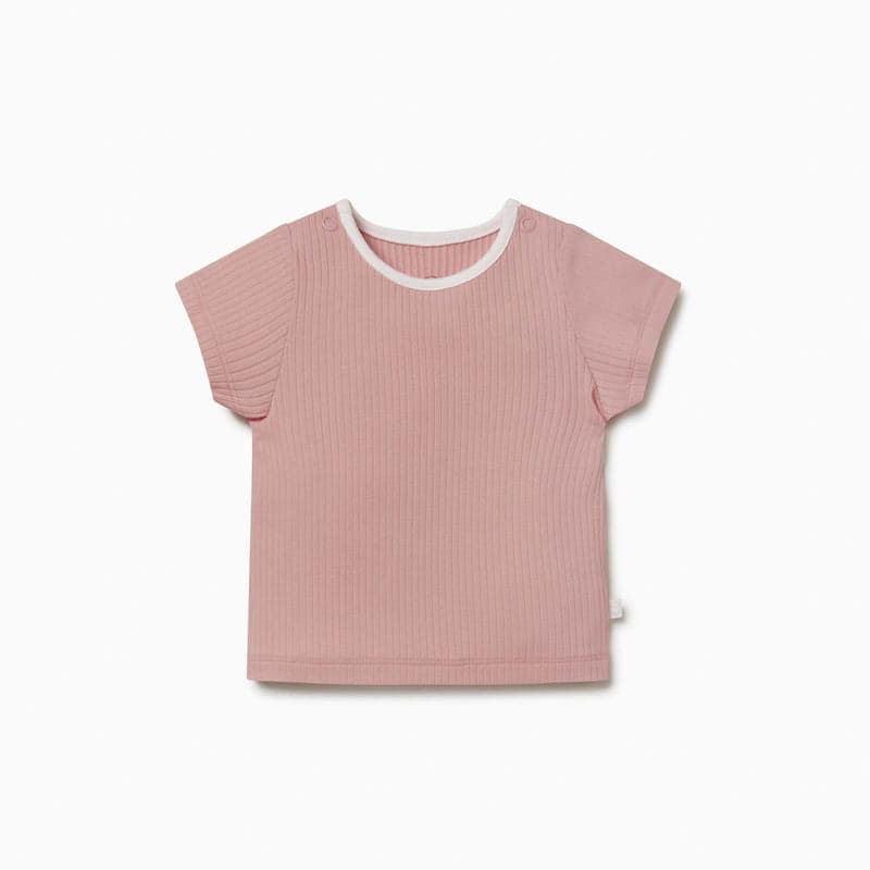 A rose ribbed short-sleeve kids t-shirt