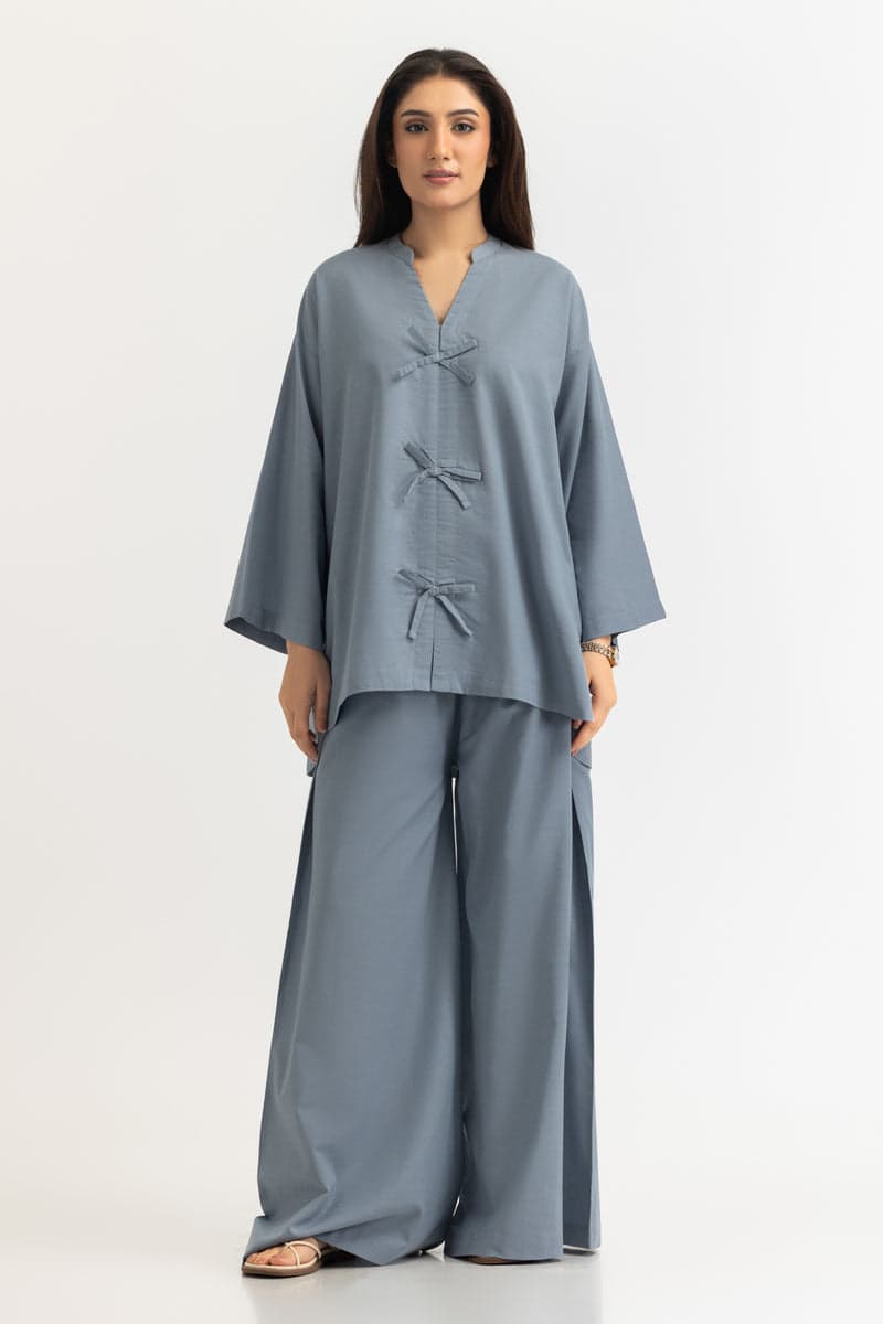 Dusty blue relaxed kurta co-ord