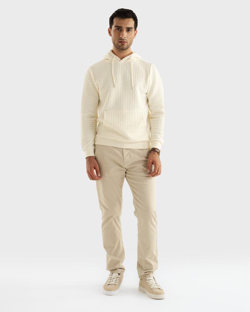 Off-white waffle-knit hoodie