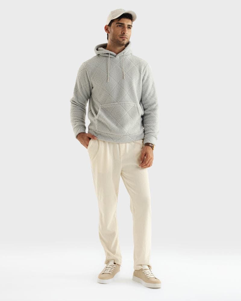 Light grey sherpa fleece hoodie