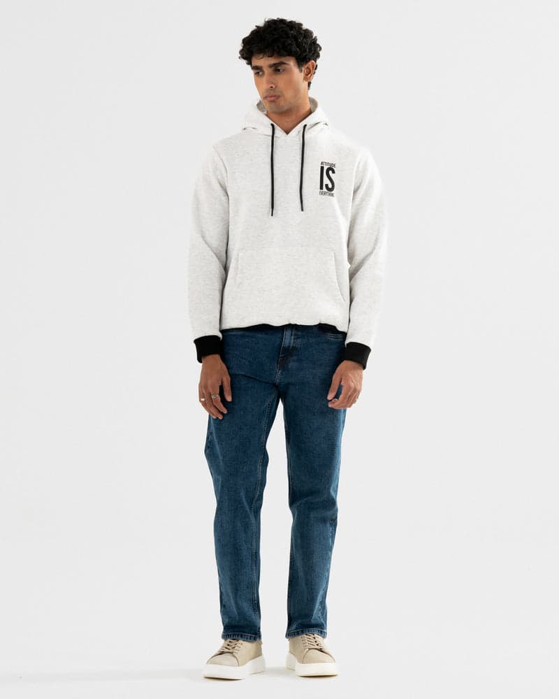 Grey marl pullover hoodie