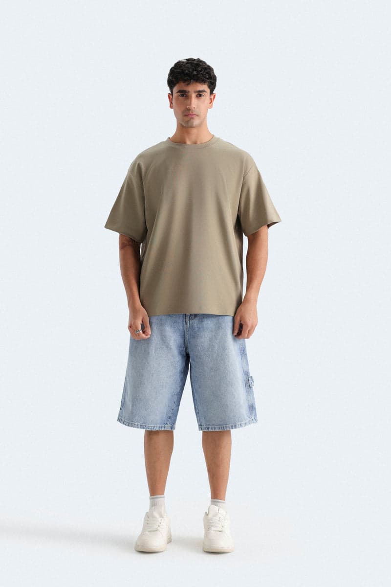 Taupe crew-neck t-shirt