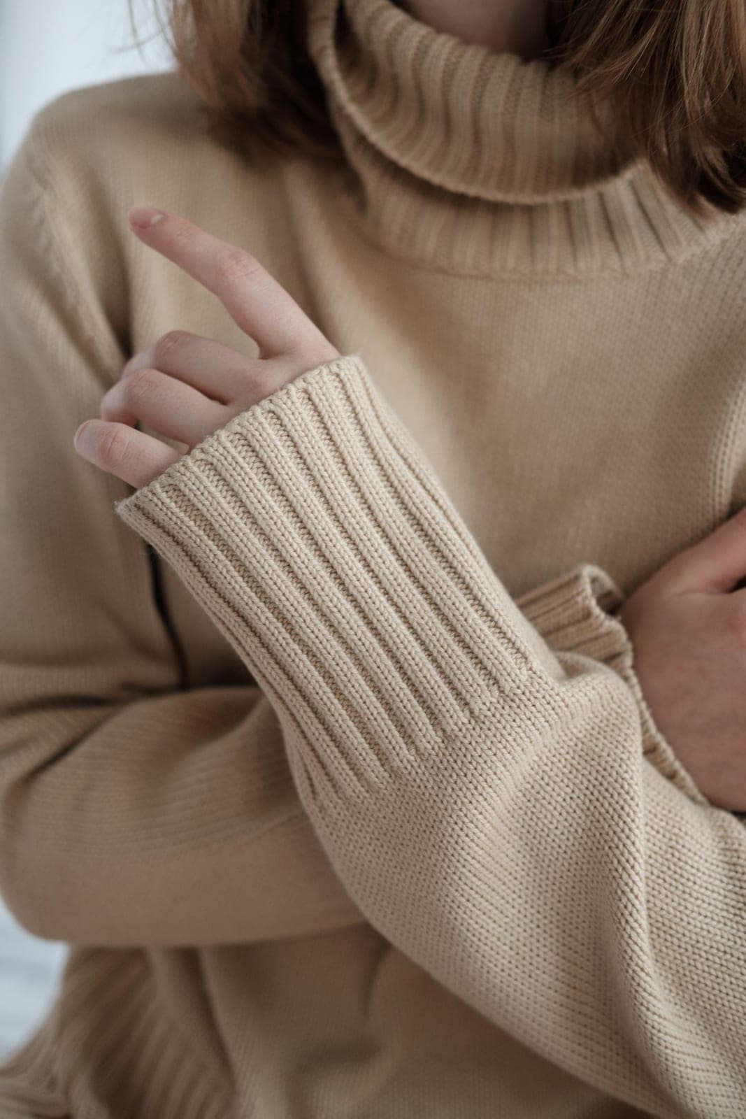 Close detail of a ribbed knit cuff