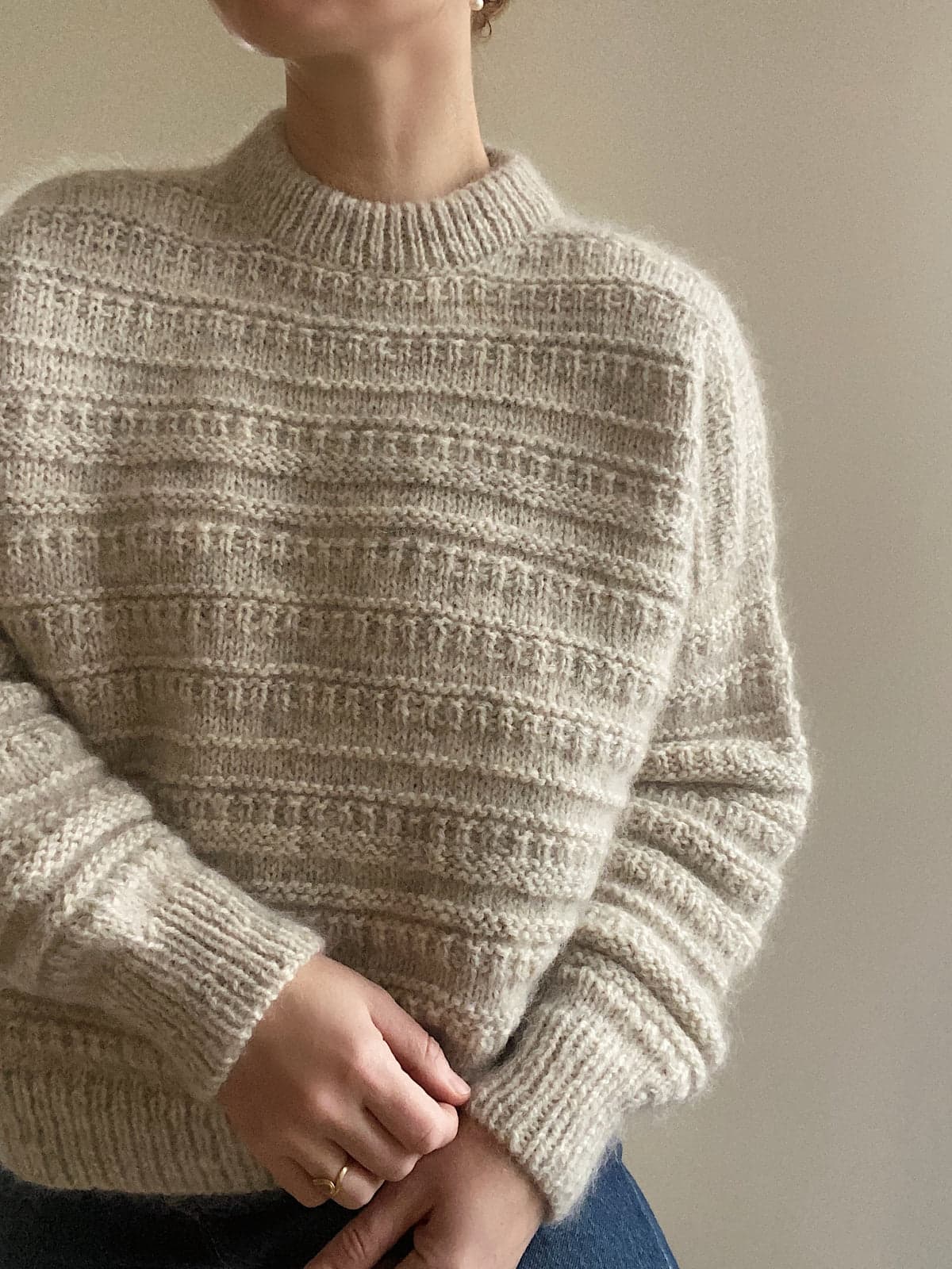 Chunky natural-tone knit sweater