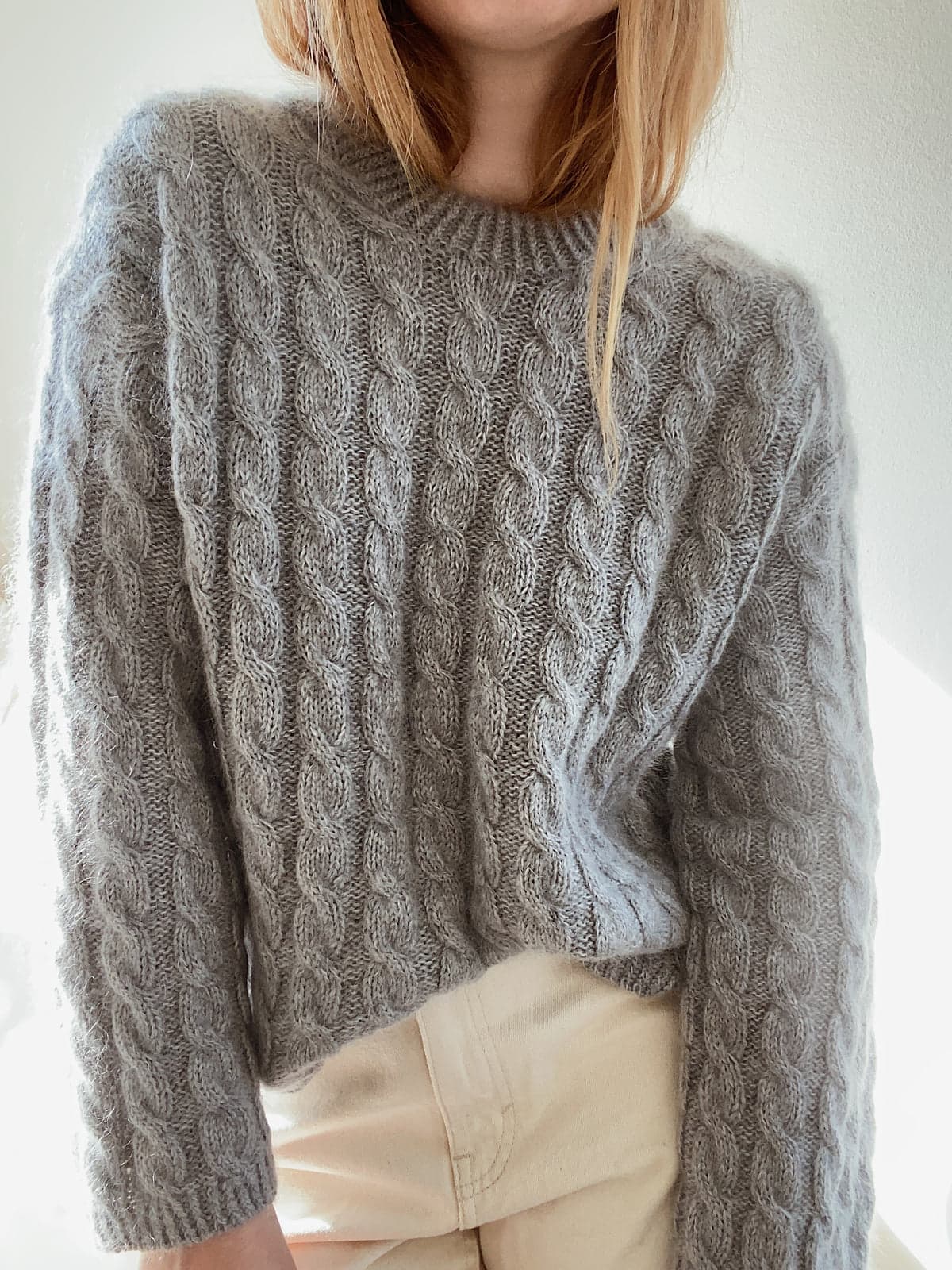 Light grey hand-knit sweater