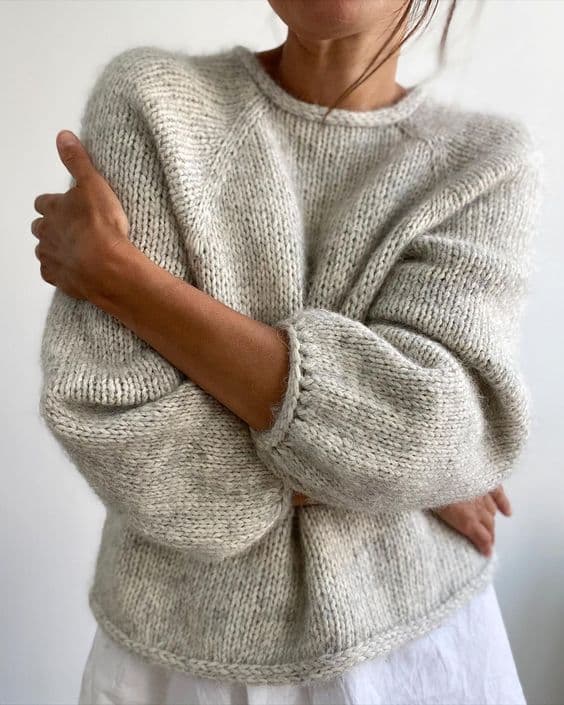 Grey oversized knit sweater