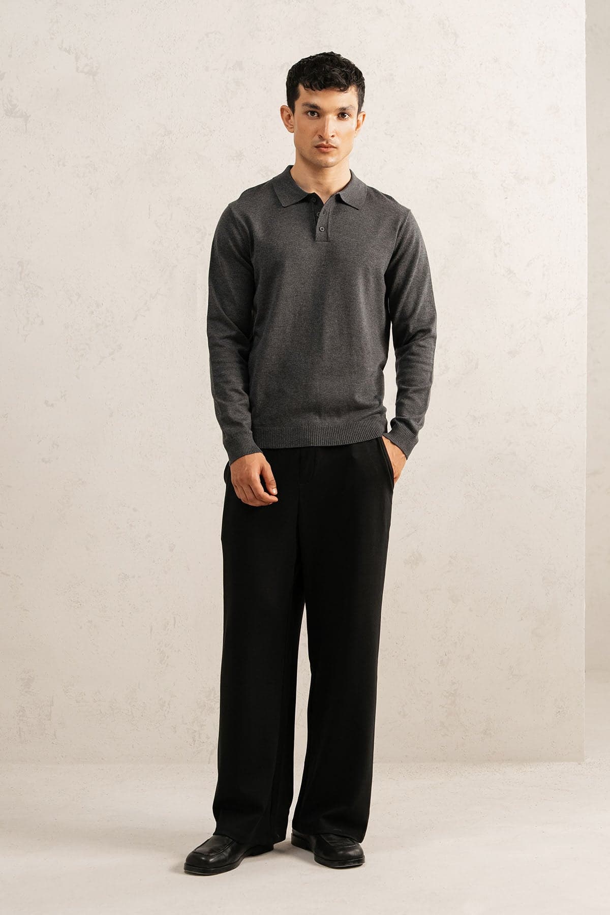 Knitted polo sweater