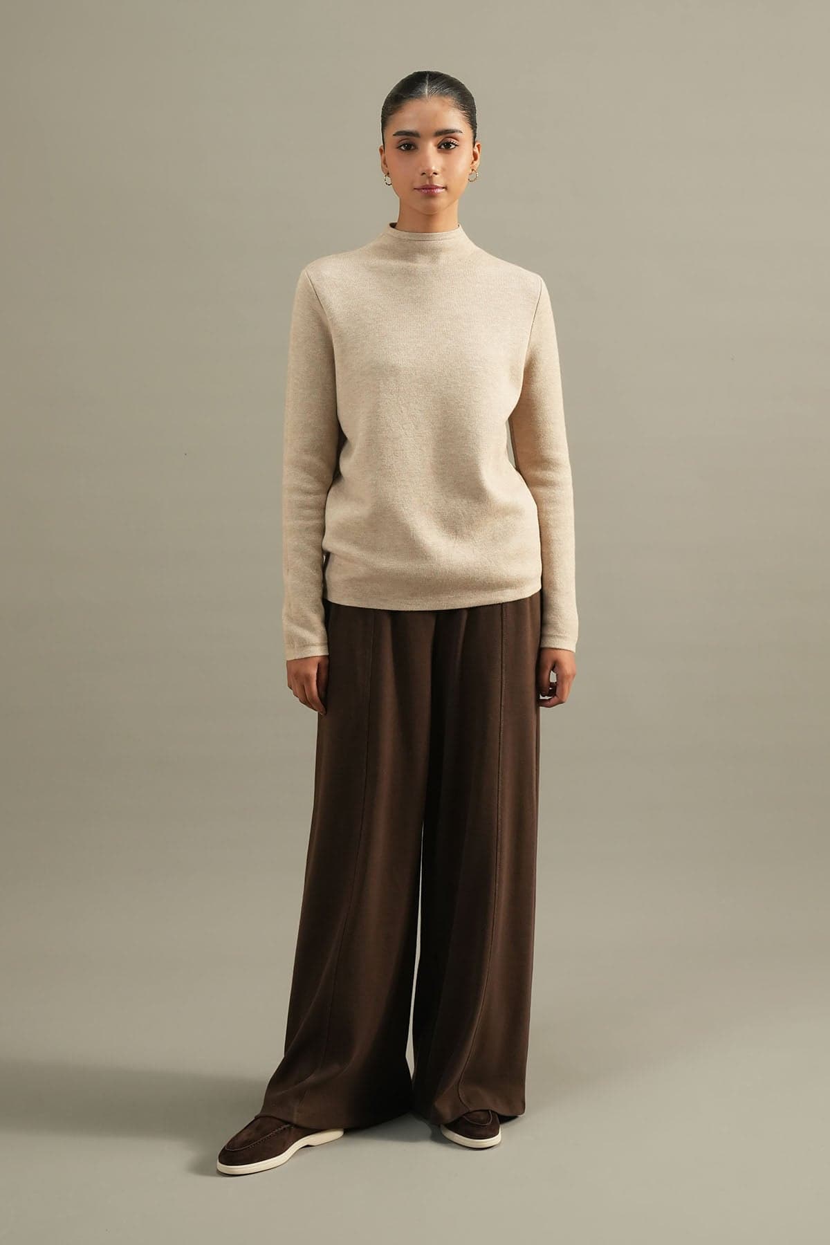 Mock-neck knit sweater