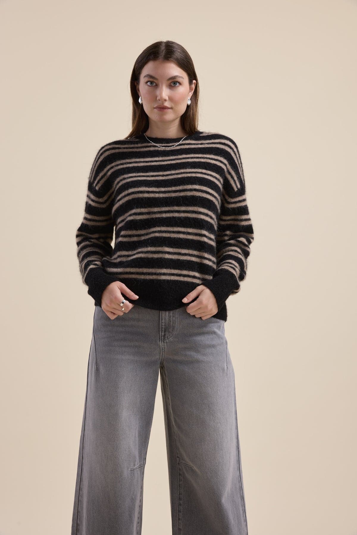 Whisper-soft striped knit sweater