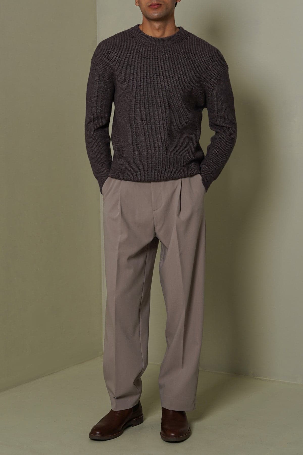 Melange grey classic crewneck sweater