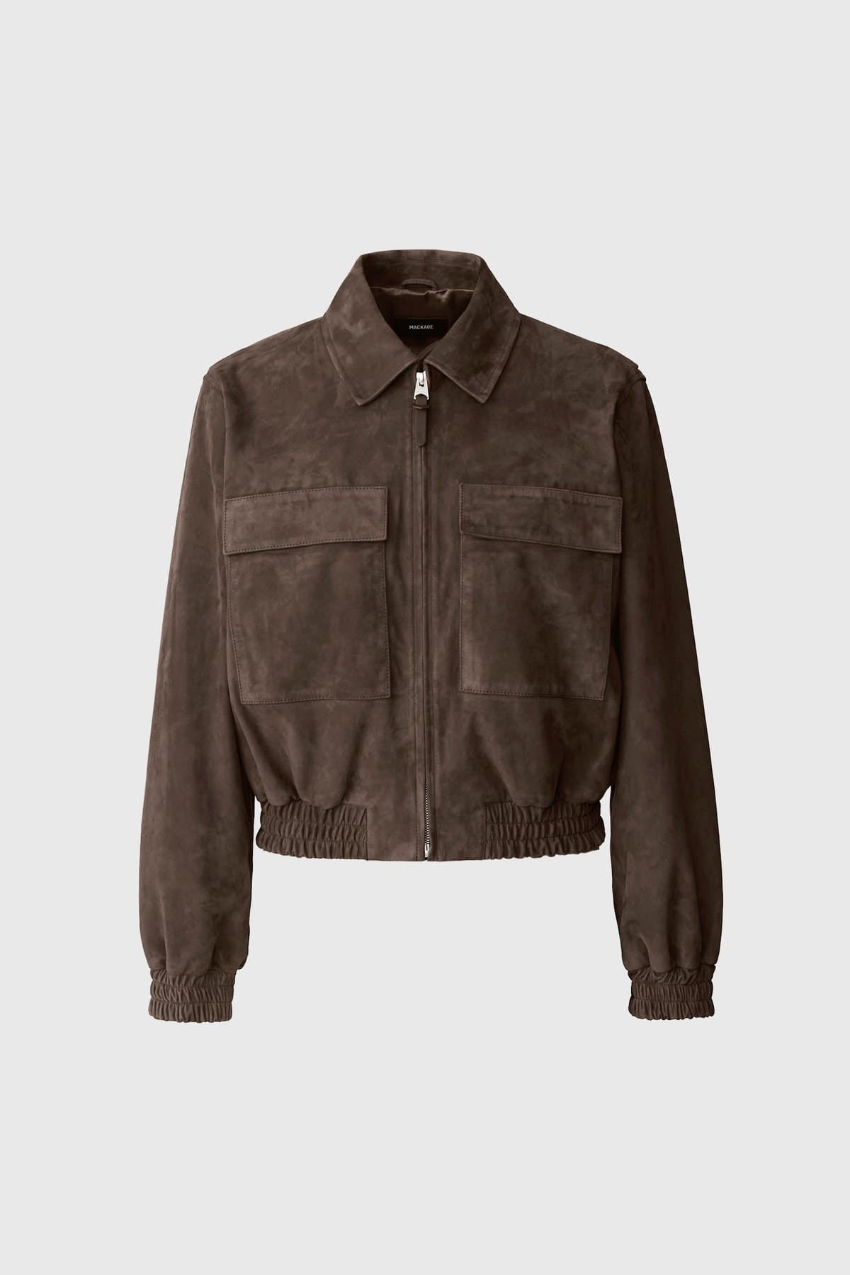 Brown umber suede bomber jacket