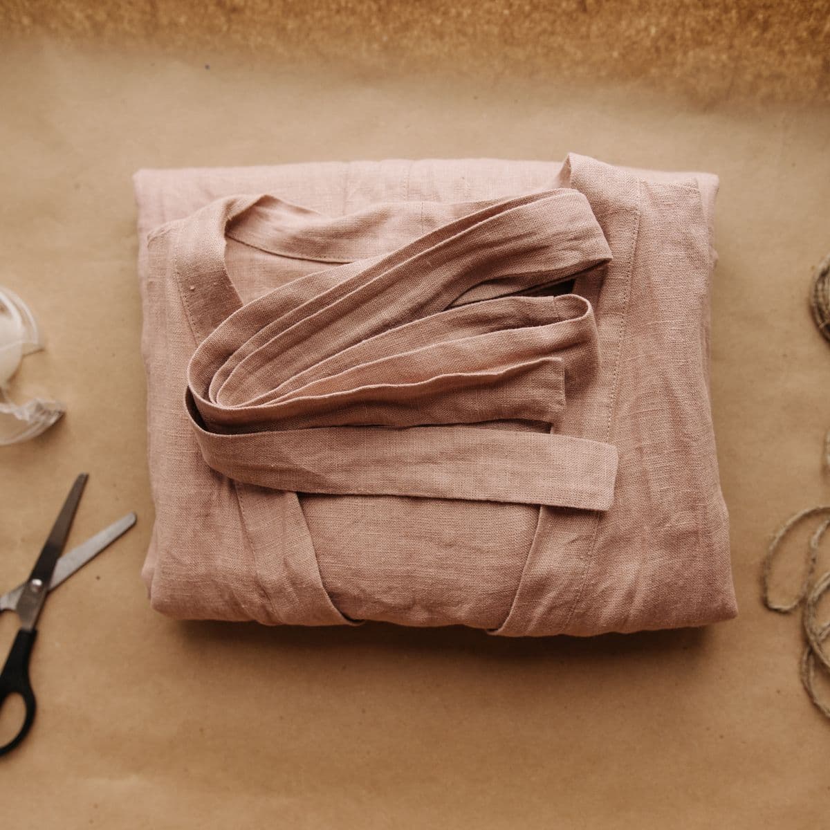 A folded blush linen co-ord set