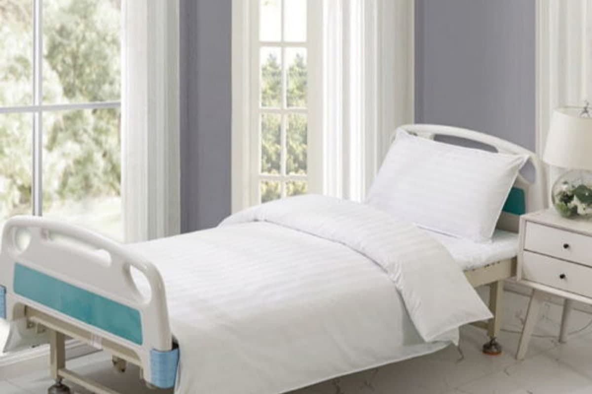 White satin-stripe hospital sheeting