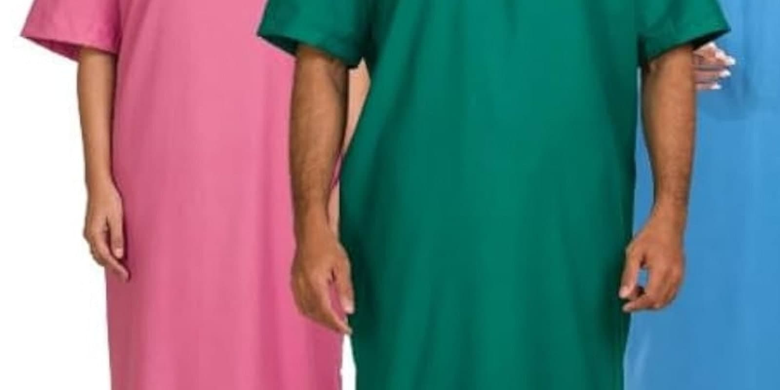 Patient gowns in pink and green