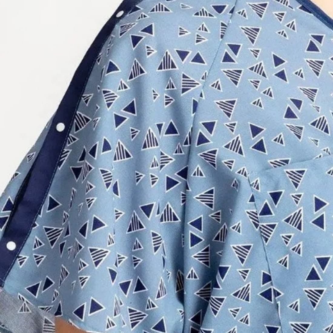Shoulder detail of a printed patient gown