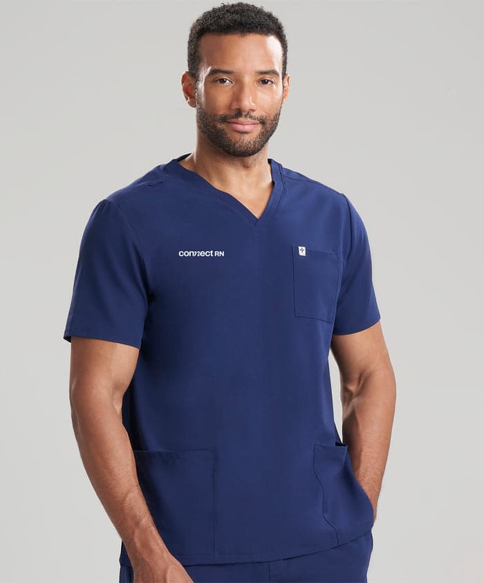 Navy mens v-neck scrub top