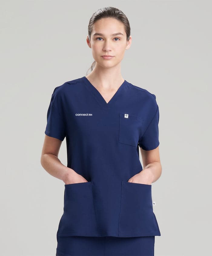 Navy womens v-neck scrub top