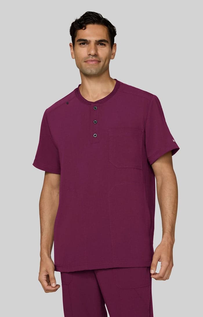 Wine henley scrub top
