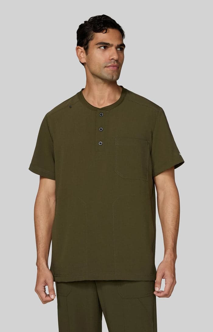 Olive henley scrub top