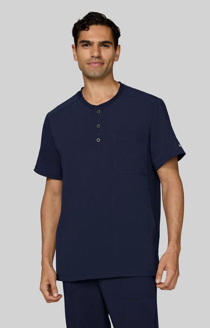 Navy henley scrub top