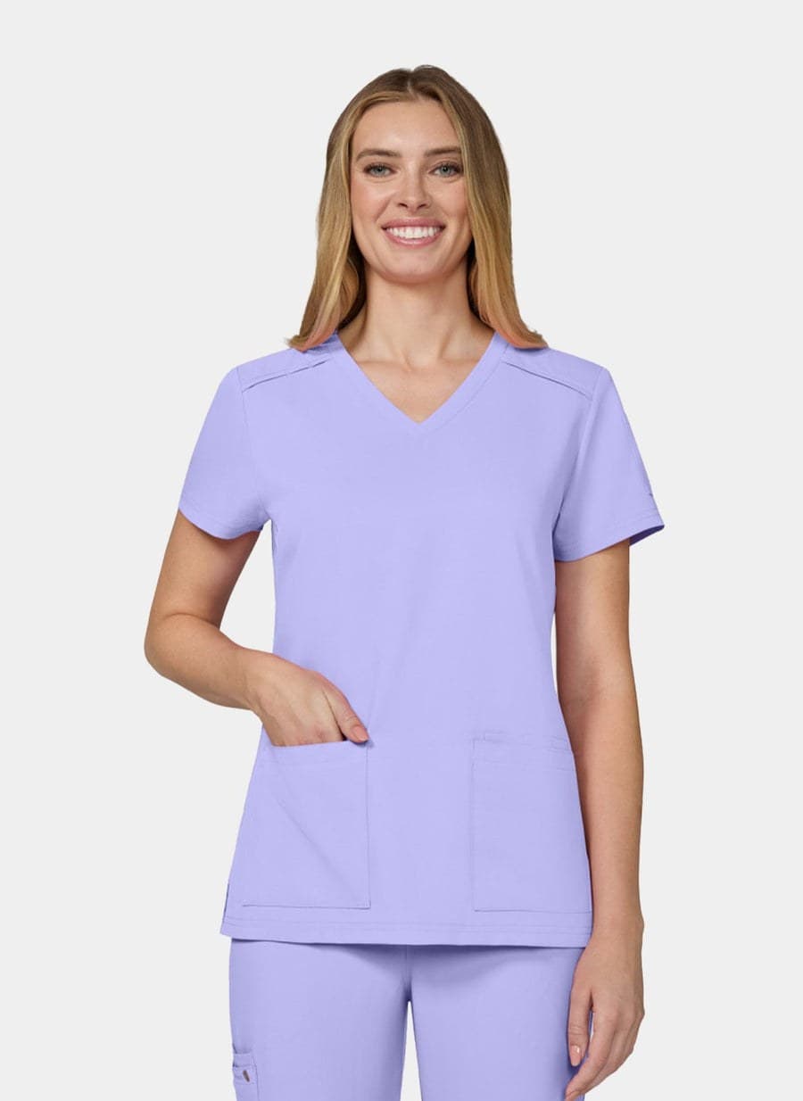 Digital lavender scrub top