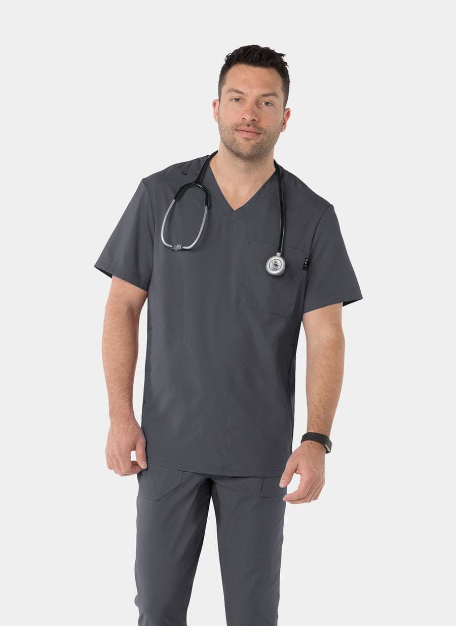 Charcoal men's scrub top