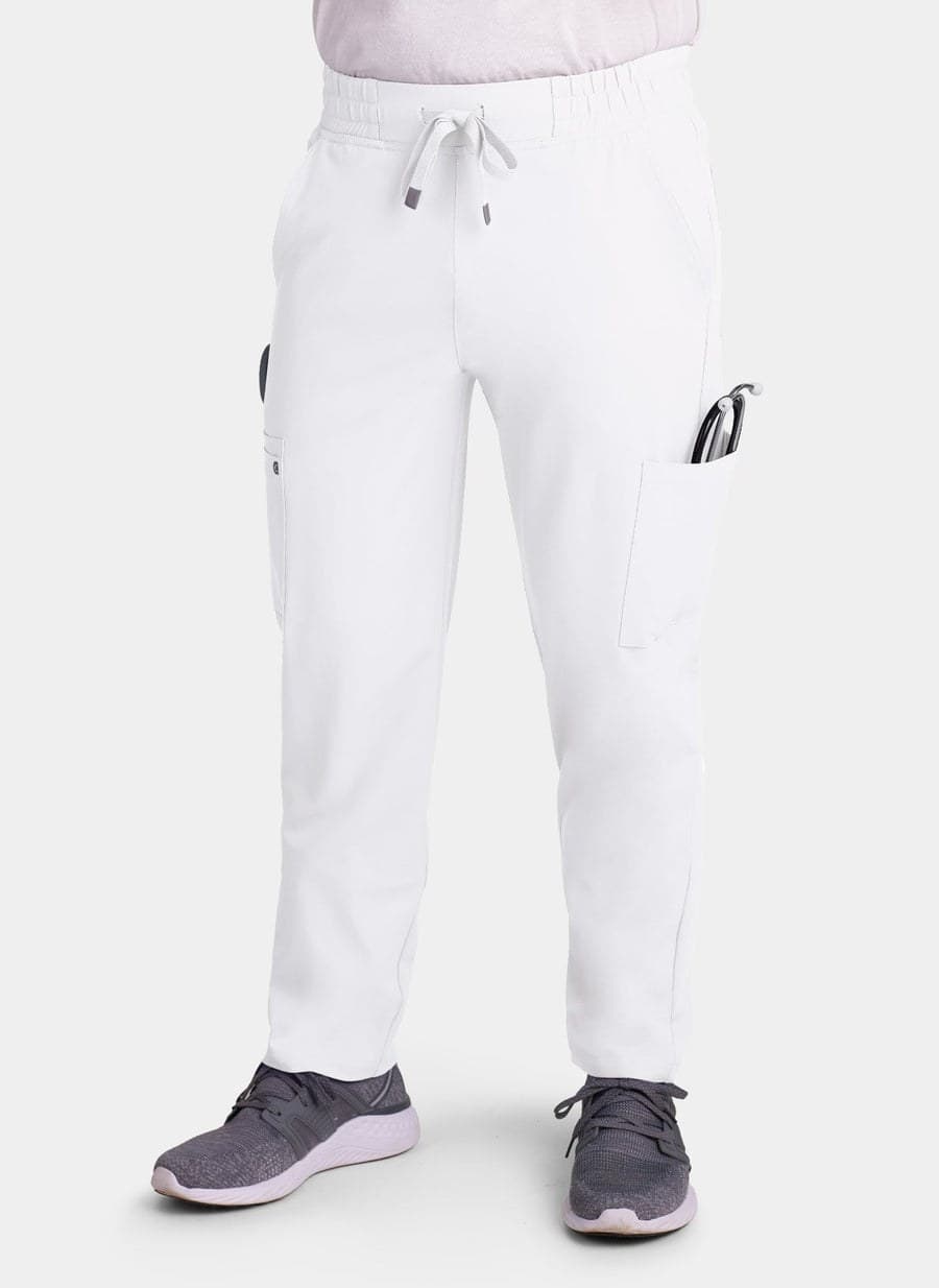White men's cargo scrub trousers