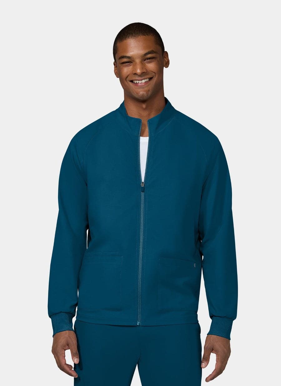 Caribbean blue men's scrub jacket