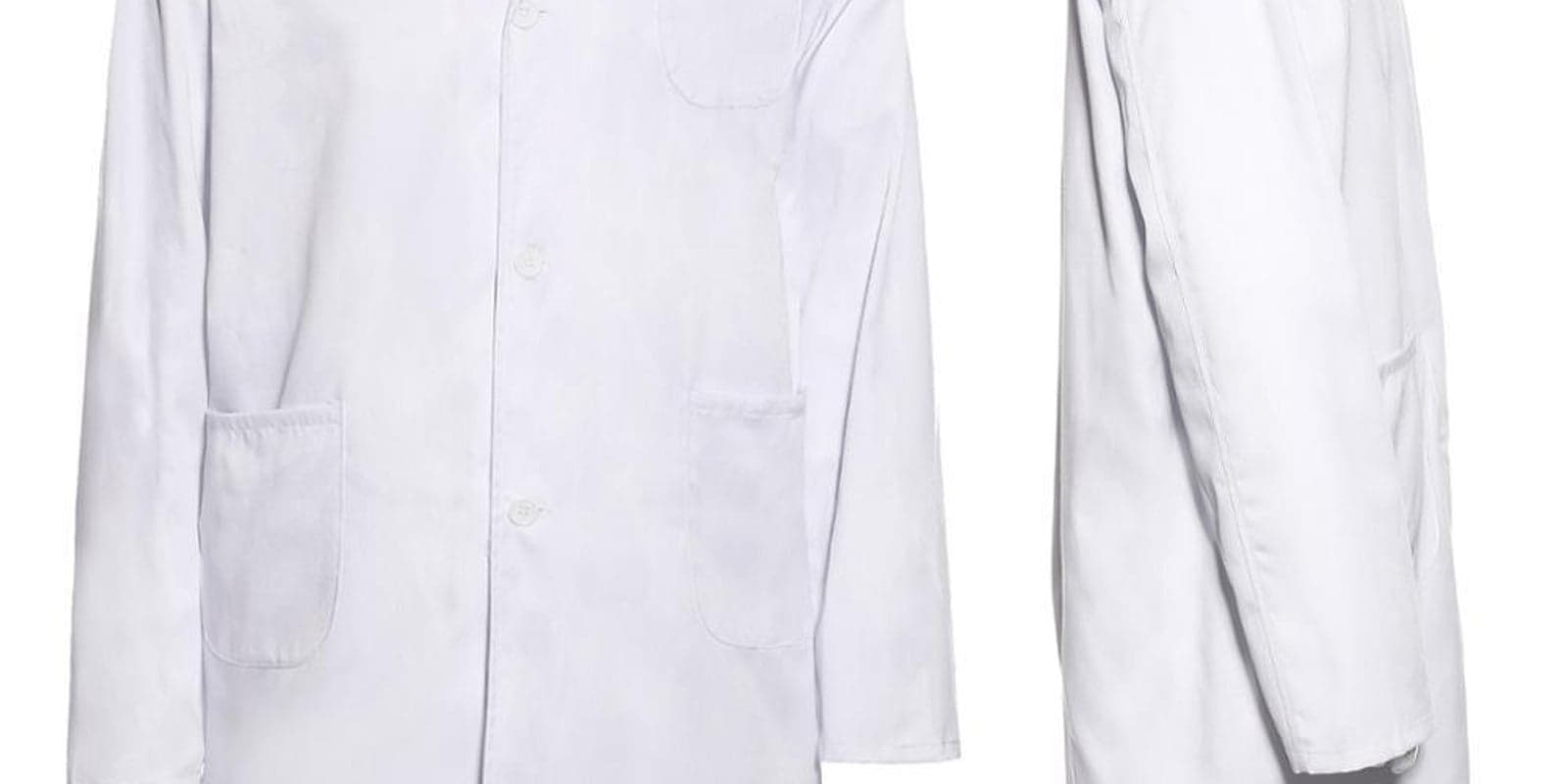 A white lab coat, front and side views
