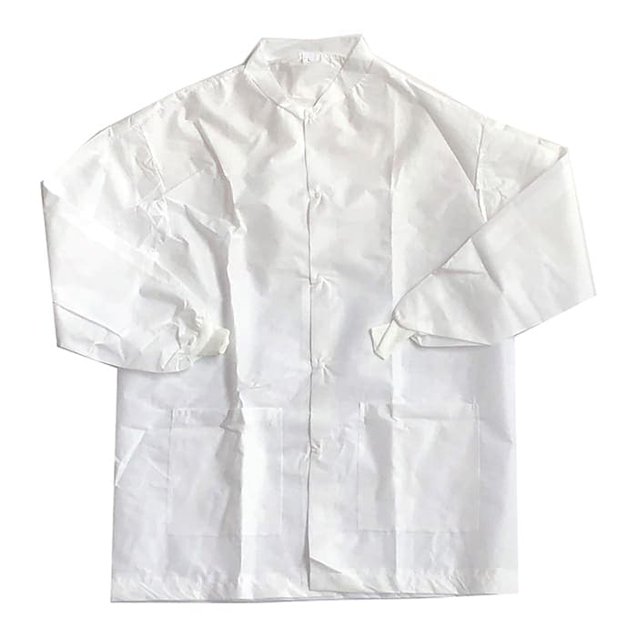 A white long-sleeve warming operating jacket