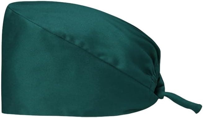 A green cotton surgical scrub cap
