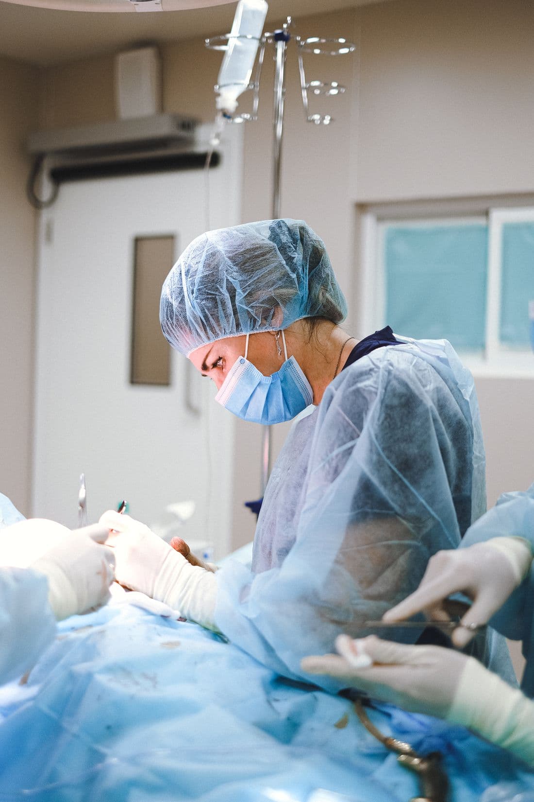 A draped sterile surgical field in theatre