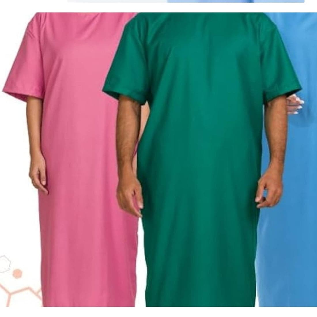 Surgical gowns in pink and green