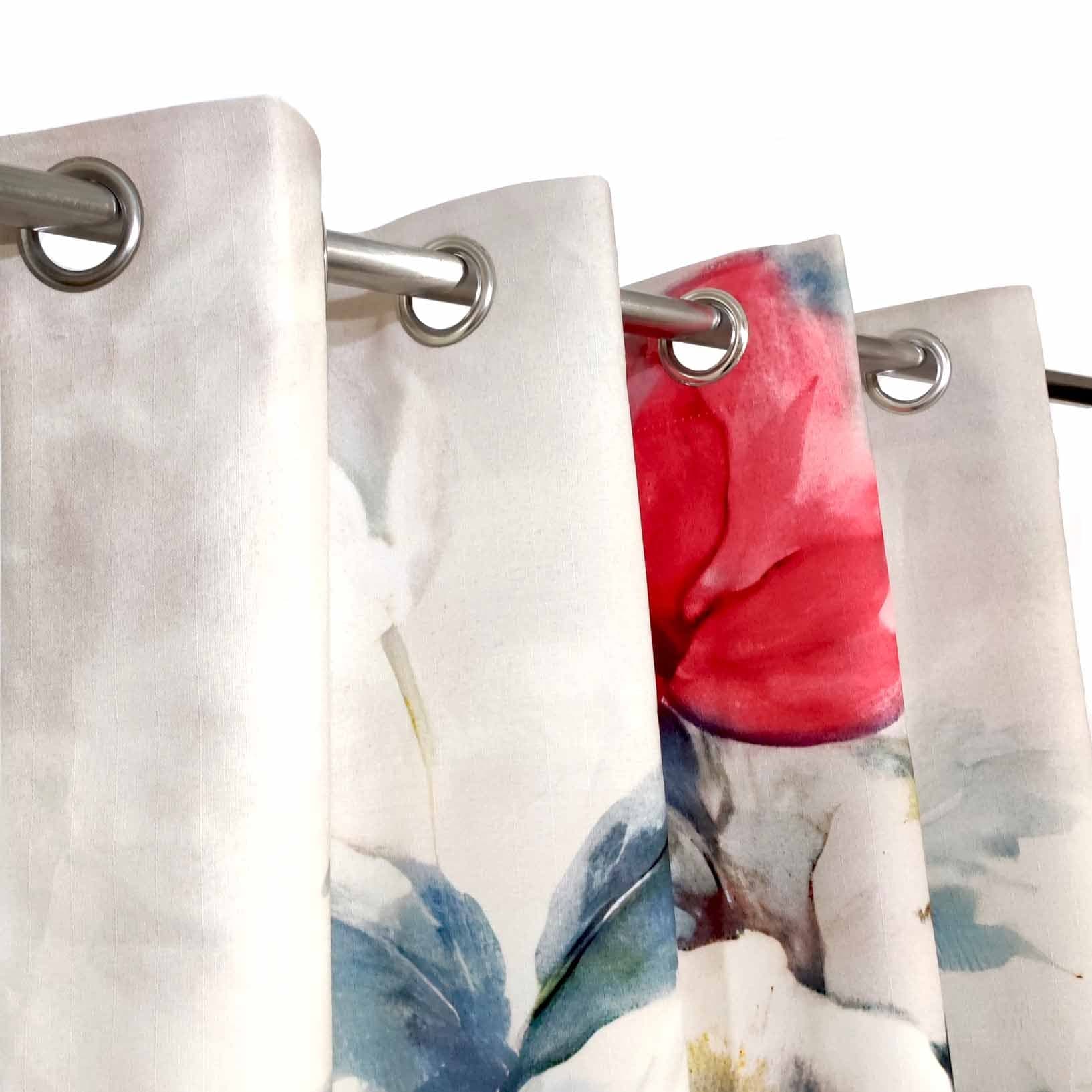 Red Roses digital-printed curtain panel