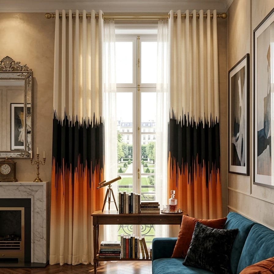 Four-shade digital-printed velvet curtains