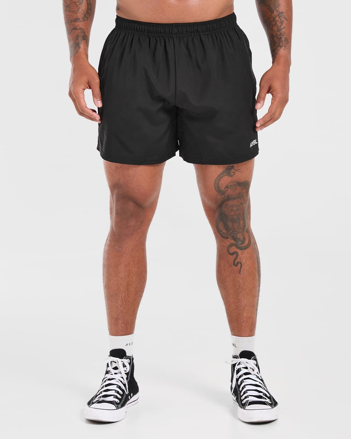 Male model in black Core training shorts