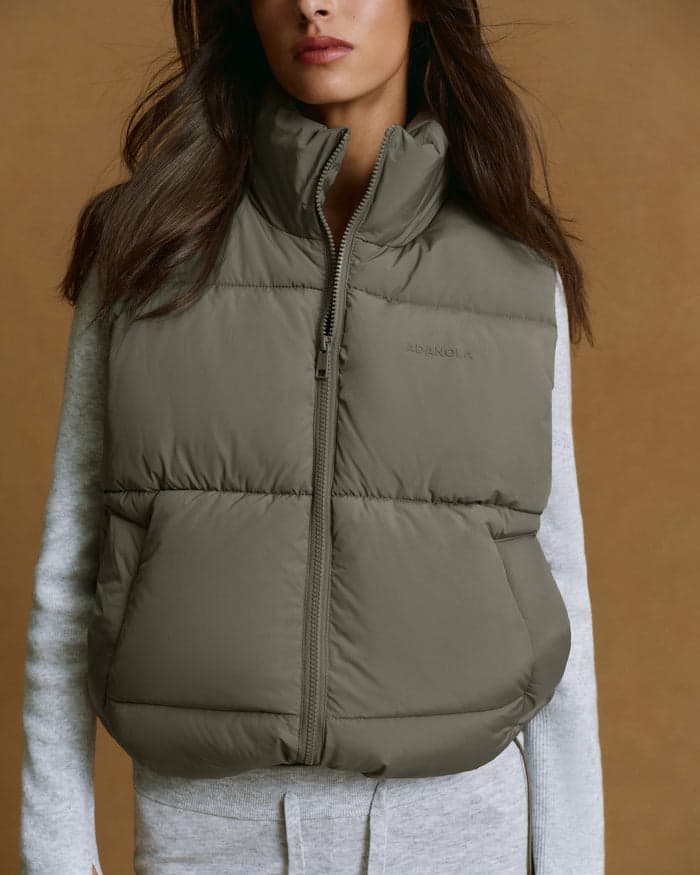 Olive green puffer gilet