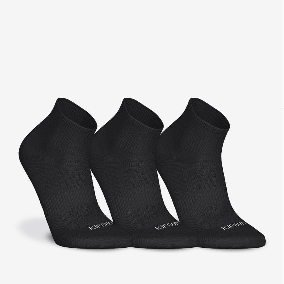 A three-pack of black performance running socks