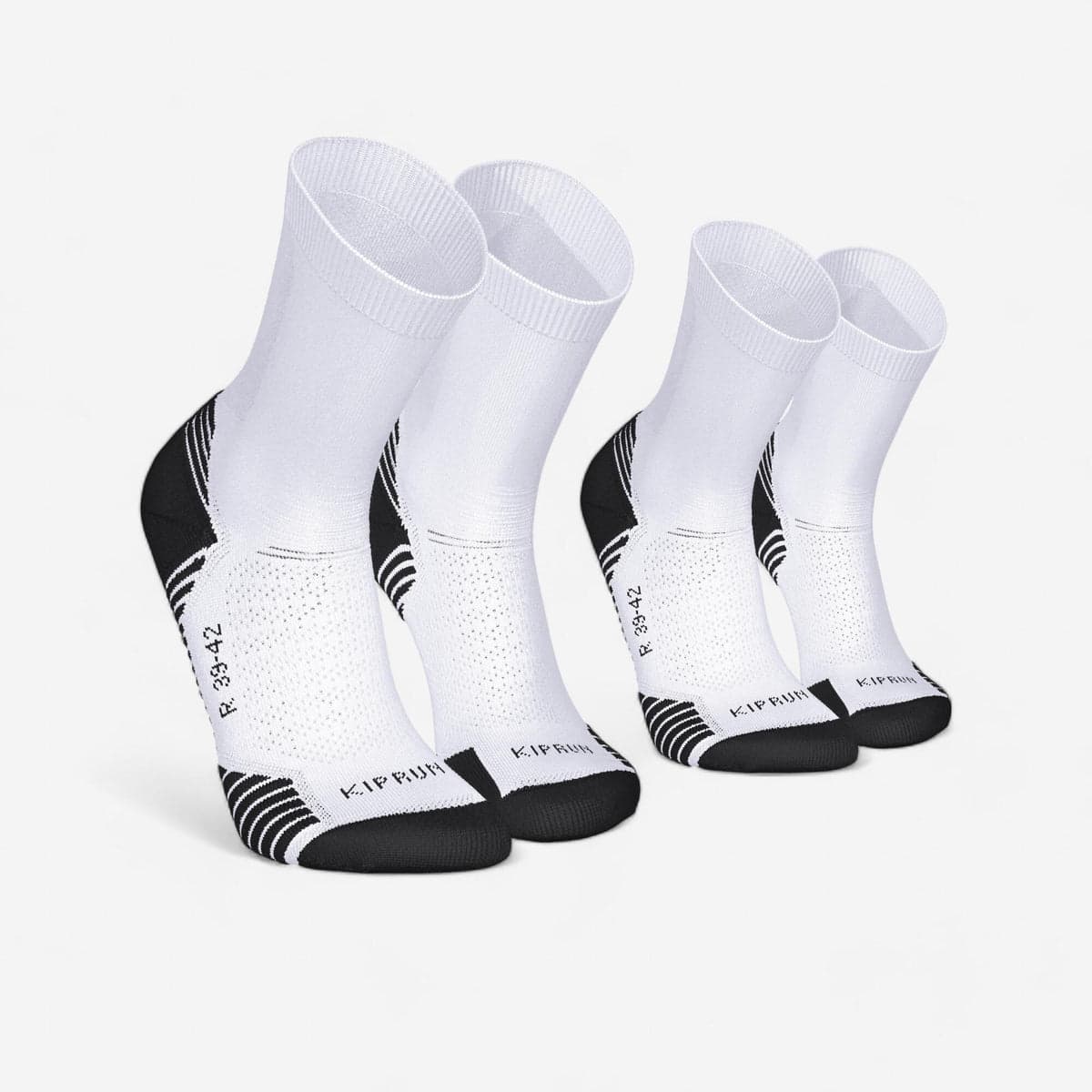 White thick mid-calf running socks